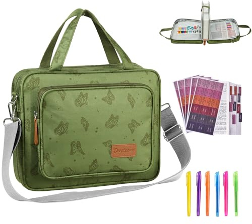 DERSTUEWE Christian Art Gifts - Custodia protettiva per bibbia, con manico e tasca con cerniera, farfalla verde