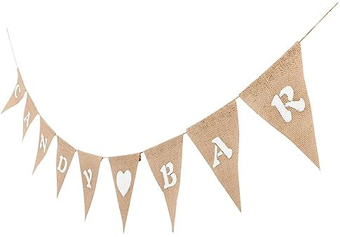 Amosfun Hessische Hochzeit Banner Dreieck Sackleinen Flagge Candy Bar Party für Feier