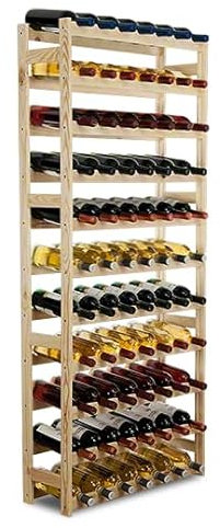 PROREGAL Weinregal PINOTWINE | HxBxT 166x72x25cm | 77 Flaschen | Massives Kiefernholz | Natur unbehandelt | Weinhalter Weinständer Flaschenständer Flaschenregal Holzregal