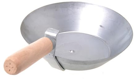 Aqbau® Maurerpfanne Gipserpfanne Mörtelpfanne Mörtelschöpfer Schöpfkelle 30 x 17,5 x 4 cm Stahl Verzinkt Holz Durchmesser 175 mm