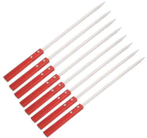 POPETPOP Lot De 8 Brochettes à Griller En Acier Inoxydable Antirouille Et Antidérapantes Pour Barbecue Et Viande Avec Bords Lissés Pour Sécurité