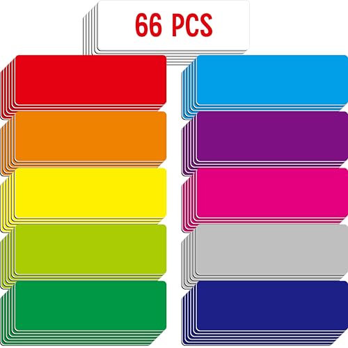 66 PCS Magnetic Name Tag Labels, 11 Colors Dry Erase Reusable Name Stickers for Whiteboards Locker Fridge School Office Home (Each Measures 1 x 3)