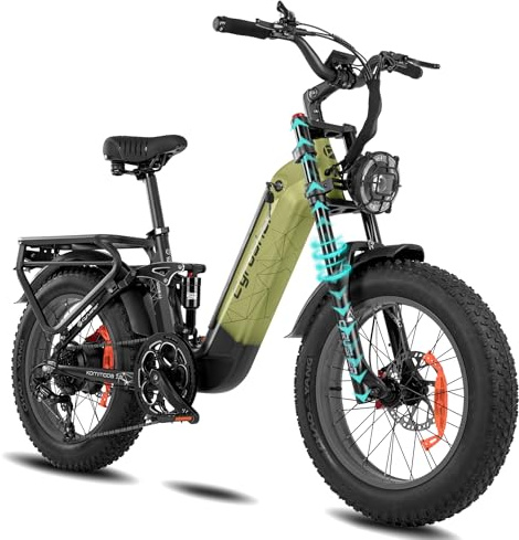 Extrbici Vélo Électrique en Aluminium Kommoda3.0 20Pouces, 250W 25km/h 48V 20Ah 120km, Suspension à Air, Freins à Disque Doubles, Shi-Mano 7 Vitesses