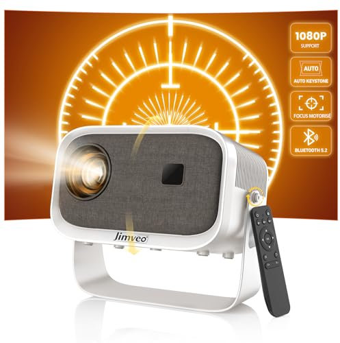 Jimveo Videoprojecteur 360°Rotating Retroprojecteur +Focus Électrique Mini Projecteur Video 19000L 1080P WiFi6 Bluetooth 45°Auto Correction Trapézoïdale Videoprojecteur Portable pour HomeCinéma