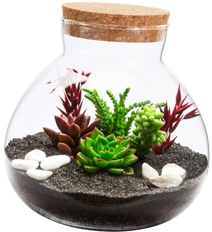 MERRYHAPY Glasterrarium-Flasche Mit Korkdeckel Runde Glasflasche Für Mikro-landschaften DIY-leerflasche Zur Aufbewahrung Und Heimdekoration