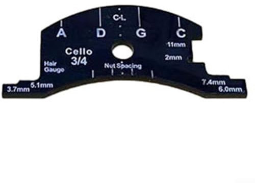 Saitenhöhe und Kissenbreite messen, Violinensteg-Schablone (Cello 3/4)