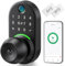 Yamiry Keypad Smart Door Lock with Knob, Modern Matte Black, Fingerprint & Keypad Entry, Deadbolt Lock for Front Door