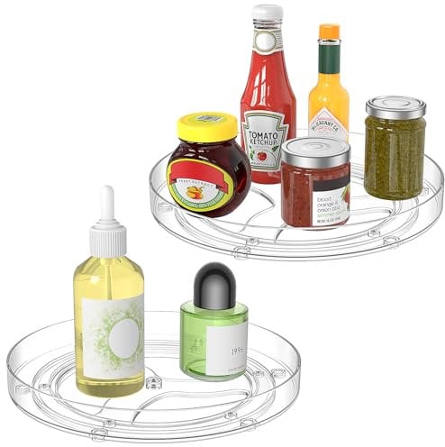 Radikor 2 Piezas 23cm Especiero Giratorio, 360° Cocina Giratorio Estante de Plástico, Despensa Organizador Transparente, Organizador de Armario para Condimentos, Botellas, Frutas, Cosmético