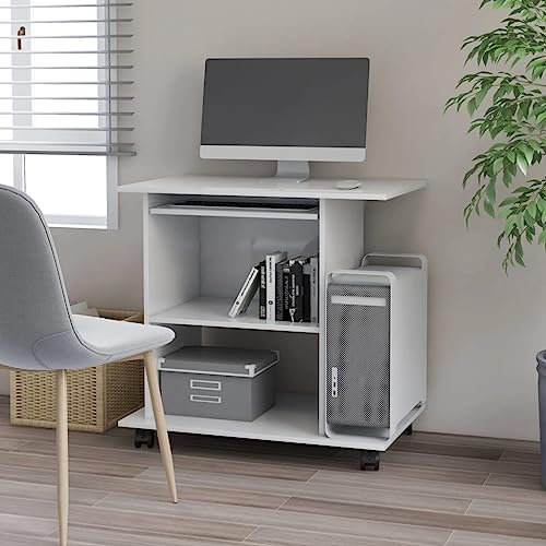 CCCINER Scrivania ad Angolo Bianca 80x50x75 cm in Legno Multistrato,Scrivania Compatta per Computer e Laptop, Design Moderno, Colore Bianco Mobili da ufficio