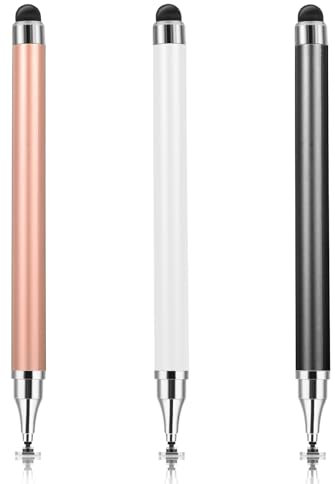 Oruola Lot de 3 stylets pour tablette 2 en 1 pour toutes les tablettes - Compatible avec tous les écrans tactiles pour téléphone portable, smartphone