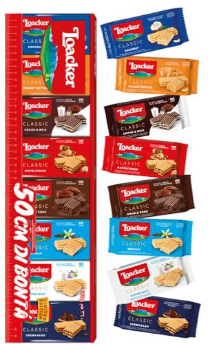 Loacker di Bontà Mix (50cm, 360g) • Geschenkbox mit knusprigen Waffelspezialitäten und Cremesorten wie Haselnuss, Vanille, Kokos & Schokolade • Waffel Snackbox