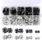 100 Sätze Druckknöpfe zum Annähen, 8,5mm, 12mm, 15mm, 21mm, Große Metall Druckknöpfe in Schwarz und Silber, mit Aufbewahrungsbox für Kleidung, Taschen, Geldbörsen, DIY-Projekte