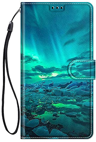 ChoosEU Hülle für Samsung Galaxy A56 5G Klapphülle Muster Handytasche Leder Schutzhülle Flip Case Stoßfeste Silikon Motive für Mädchen Handyhülle Motiv Klappbar Lederhülle Cover - Grün Licht