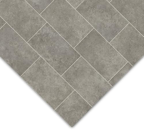 casa pura Pavimento in vinile al metro, in diversi disegni, effetto legno, effetto piastrelle, effetto pietra, per pavimenti in PVC, per cucina, bagno e soggiorno (Kent 968M, 100 x 1500 cm)