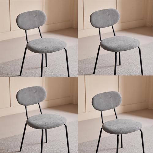 JZGORC Lot de 4 Chaises de Salle à Manger, Chaise de Cuisine Empilable, Chaise Rembourrée de Loisirs Moderne Moderne avec Pieds en Métal Noir pour Salon, Salle à Manger, Cuisine, Chambre - Gris foncé