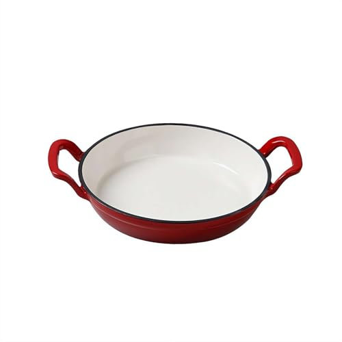 Cocotte ovale en fonte émaillée Generic - Casserole avec couvercle en verre - Polyvalente pour mijoter, rôtir, frire ou ragoût - Facile à nettoyer au lave-vaisselle - 20 x 20 x 4 cm - Rouge