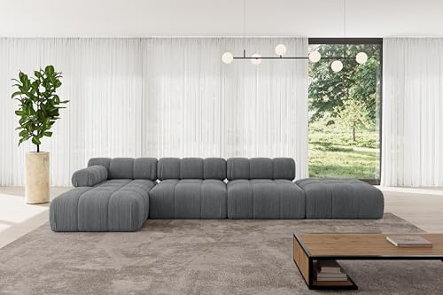 ALTDECOR Modulares Sofa Ecksofa in L-Form Corner modular Sofa Eckcouch Couch Wohnlandschaft Cauchsofa Polstersofa Lizur-L2-380x160x70 cm Dunkelgrau