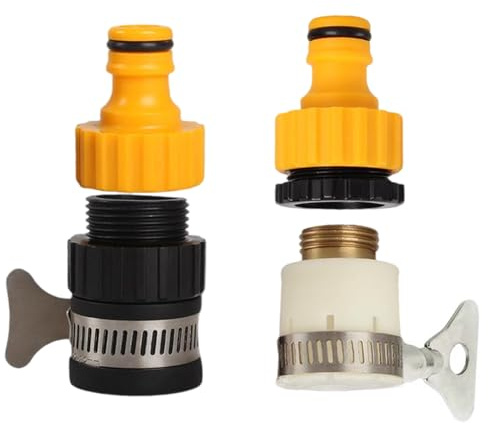 LoNinLoAn Kitchen Tap Hose Connector, 4 Pcs Hosepipe Connectors, Universal Hose Tap Connector, 1/2-3/4 Hose Connector for Garden Indoor