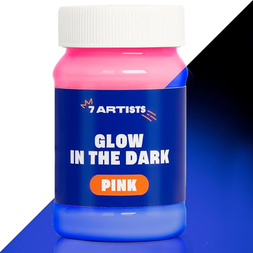 7 Artists Glow in the Dark Farbe Rosa 100 ml – Fluoreszierende Farbe & UV Acrylfarbe Leuchtet im Dunkeln | Leuchtfarbe Wasserfest nach dem Trocknen für Kunst, Basteln & Dekoration