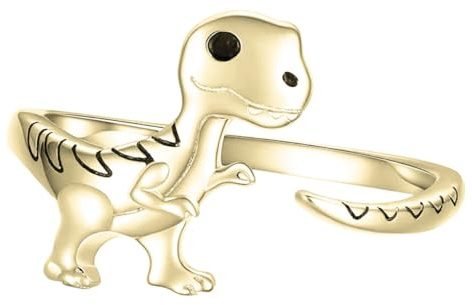 TOPPERFUN Verstellbarer Dinosaurierring aus Legierung Kreatives Modering in Gold als Statement Schmuck für Partys und Feiern Einzigartiger Dinosaurier Fingeraccessoire