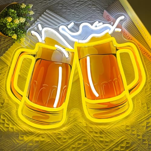 Bier Zeit Neon Schild Dimmbar Beer Neon Schild für Wanddekoration | USB Betrieben UV-Druck Bier Prost Leuchtreklame Led für Bar Nachtclub Grillplatz Küche Restaurant Store Dekoration Party