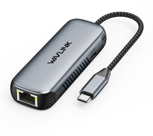 WAVLINK 5G USB-C Ethernet Adapter mit 95W PD, 5Gbps RJ45 Netzwerkadapter für Neo M1 M2 M3 M4 M5 MacBook, iPhone 15/16/17, iPad, Windows Laptop, Plug & Play WL-NWU340GD