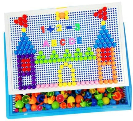 Hohopeti 592Pcs Mushroom Nail Jigsaw Puzzle Board, Pegboard Puzzle Set with Random Colors, Educational Montessori Game for Early Childhood Learning and Creativity Random Color