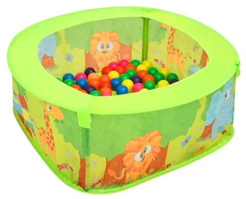 QUAHEAS Bällebad mit 300 bunten Bällen, faltbar, 75x75x32 cm, Polyester Material, waschbarer Bezug, geeignet für Kinderzimmer, Garten, Indoor und Outdoor, fördert Motorik und spielerisches Lernen