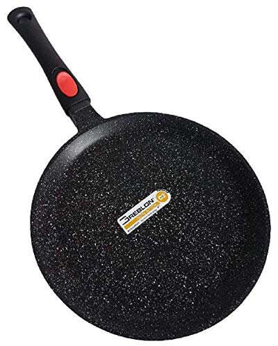 Cflagrant® Poêle à Crêpes/Blinis/Crêpière Façon Pierre Tous Feux Dont Induction Sans PFOA Cuisson Sans Matière Grasse Revêtement en Greblon C3+ de Technologie Allemande (28cm)
