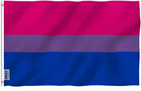 ANLEY Fly Breeze 3x5 Foot Bi Pride Flag - Color vívido y resistente a la decoloración UV - Encabezado de lona y doble costura - Banderas bisexuales Poliéster con arandelas de latón 3 X 5 pies