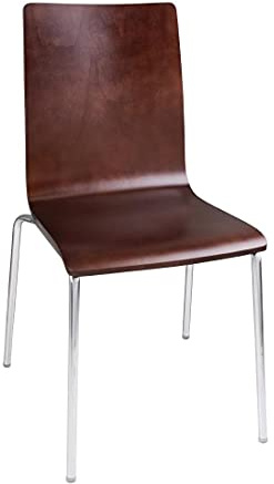 Bolero Side Chair with Square Back - Dark Chocolate - Steel Frame -Beech Veneer