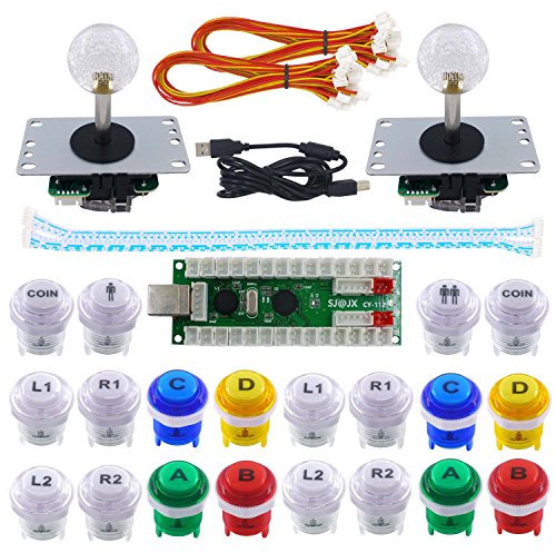 SJ@JX 2 Player Arcade Game DIY Kit Arcade Joystick Controller Mechanical Keyboard Switch Retropie Raspberry MAME Arcade Button