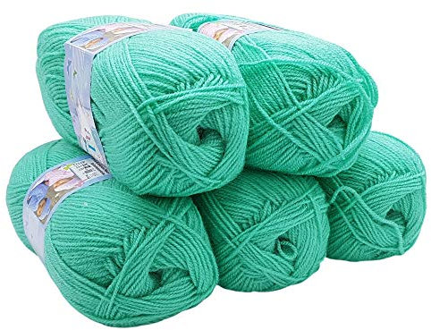 5 x 100g Strickwolle Alize Bebe einfarbig, 500 Gramm Wolle zum Stricken und Häkeln (Mint 249)
