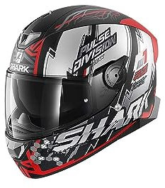 SHARK Herren NC Motorrad Helm, Schwarz/Weiss/Rot, S