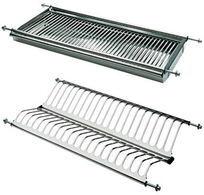 Indaux - Escurreplatos empotrado de acero inoxidable con muelles ajustables Kit con recogegotas (80 cm)