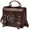 HUAXM Vintage Steampunk Sac à Dos Retro Gothique Main en Cuir Sac Messenger Moyen Age Sac à bandoulière pour Ordinateur Portable Porte-Documents Sac Besace, L