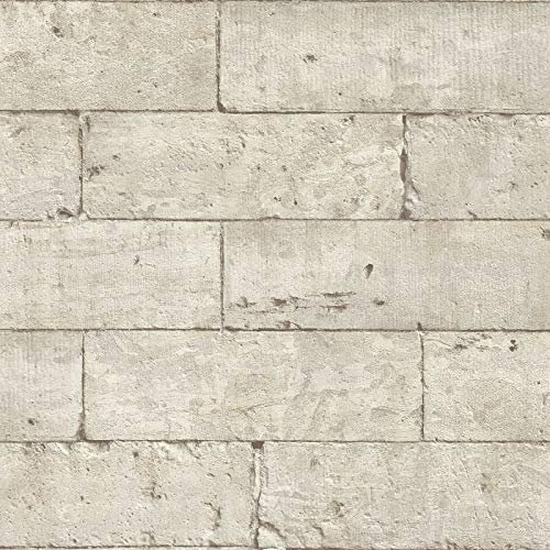 BRICOFLOR Vliestapete | Steintapete Tapete Steinoptik Tapete Stein - Badezimmer-Tapete Tapete für Bad - Beige / Crème, Grau, Schwarz / Anthrazit | 10,05 x 0,53 m = Rolle 5.33 m²