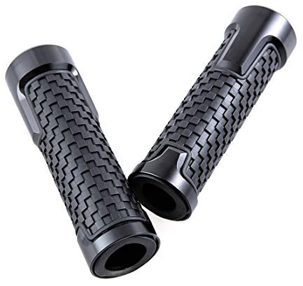 Manopole Universali per Manubrio Moto - Manopole Moto in Gomma Antiscivolo da 22 mm (7/8 ) 24 mm (1) per Manubri Quad Scooter (Nero)