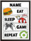 Framed Occasions Personalised Gaming Posters for Boys Bedrooms - Eat Sleep Game Repeat - Gaming Pictures for Bedroom Man Cave Games Room Teenager (A4 Boys Print Unframed Poster)