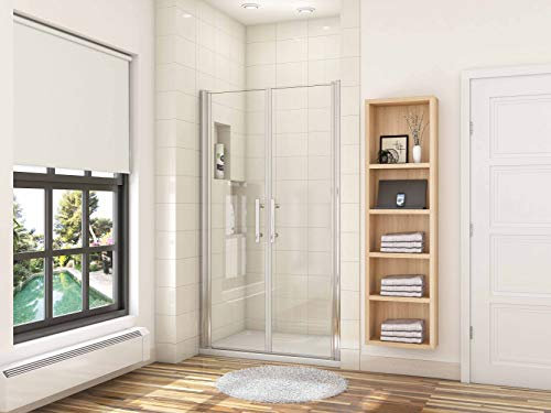 AICA porte de douche battante 85x187cm en 6mm verre anticalcaire AICA porte de douche en niche