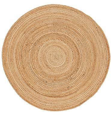 carpetfine Juteteppich Nele Beige handgewebt aus Jute Ø 90 cm | Kleiner Naturfaserteppich Rund im Boho Style für Wohnzimmer, Küche und im Flur