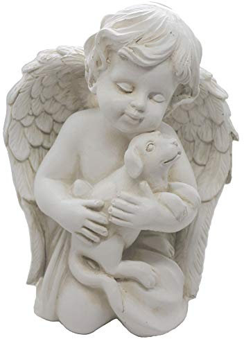 YANGMEI 17,8 cm Engel mit Hund, Gedenkstatue, Gedenkstatue, für drinnen und draußen, für Zuhause, Garten, Wächter