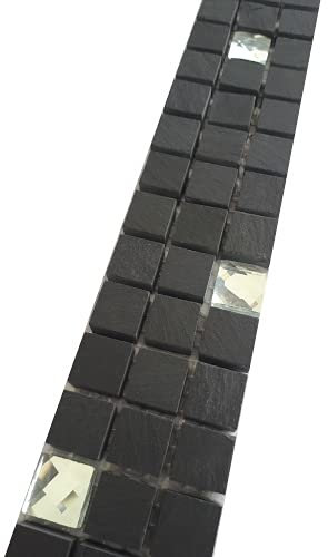 Mosaik Bordüre Schwarz Fliesenbordüre Schiefer Diamant-Glas Anthrazit Naturstein Fliesen B051