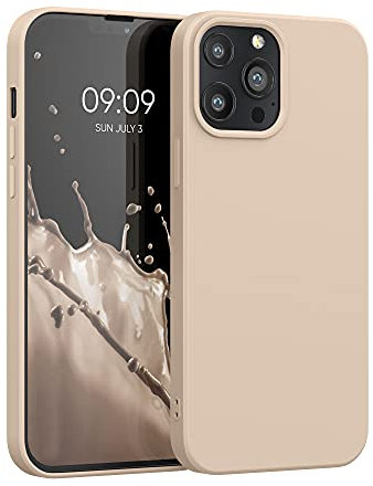 kwmobile Hülle kompatibel mit Apple iPhone 13 Pro Max Hülle - gummierte TPU Silikon Handyhülle - Schutzhülle für kabelloses Laden - Case in Perlmutt