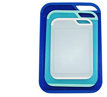 Neoflam Chopping Board Set Cuttng Boards BPA Free Dishwasher Safe Easy Clean Plastic Thick Anti Slip (Blue White, 3)