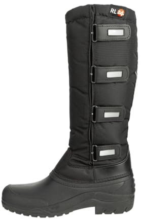 RL24 - Kinder & Damen Thermostiefel Classic schwarz | wasserdichte Winterstiefel | mit Klettverschlüssen für verstellbare Wadenbreite | gefütterte Schneestiefel | Reitstiefel in Größe 35