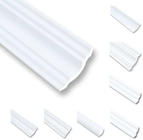 NK50 Moulures de plafond en polystyrène XPS, moulures en stuc, Baguette de finition blanc, 40 m, 50 x 50 mm, moulures décoratives, moulures de plafond