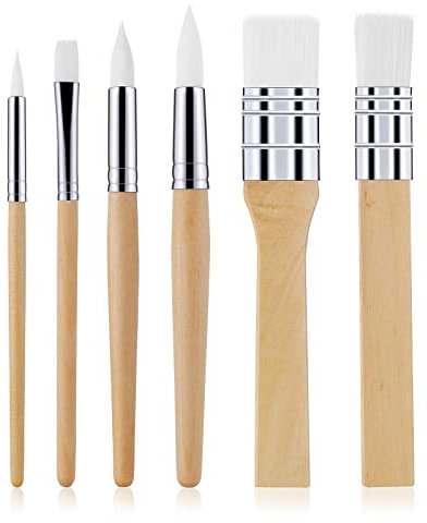 cobee Ensemble de pinceaux en bois, 6 pièces pinceaux pour peinture acrylique Kit de pinceaux de peinture pinceaux d'artiste pour huile aquarelle toile planches Rock corps visage Nail Art