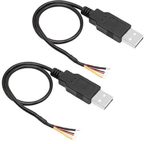 RIIEYOCA Lot de 2 câbles USB 2.0 mâles 5 broches fil nu, câble de données d'alimentation USB pour équipement USB installé ou réparation de remplacement de bricolage