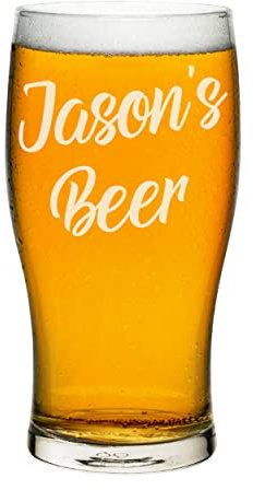 Personalised Pint Glass Tulip Beer Script Any Name Craft Beer Cider Custom Birthday Dad Grandad Father's Day